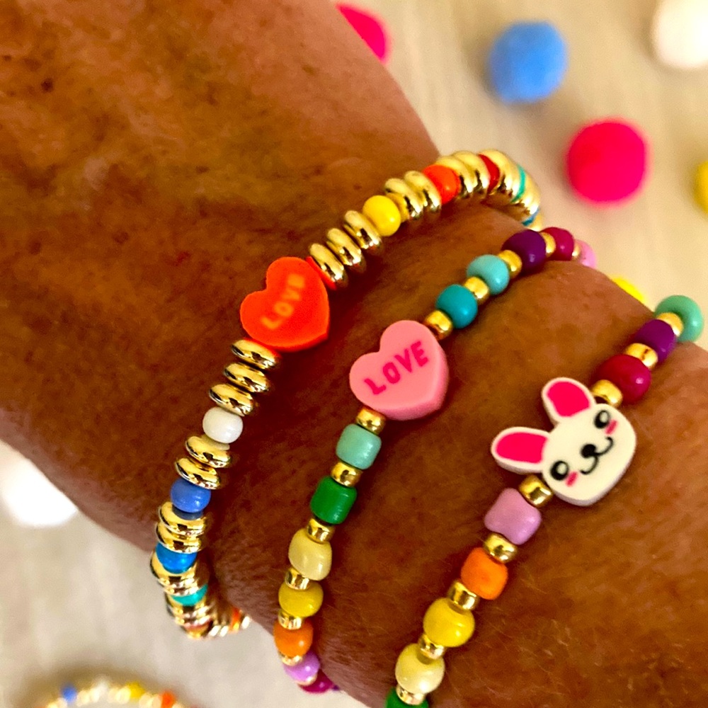 New Super Cute Summer Fun Colorful Gold Love Orange Bracelet